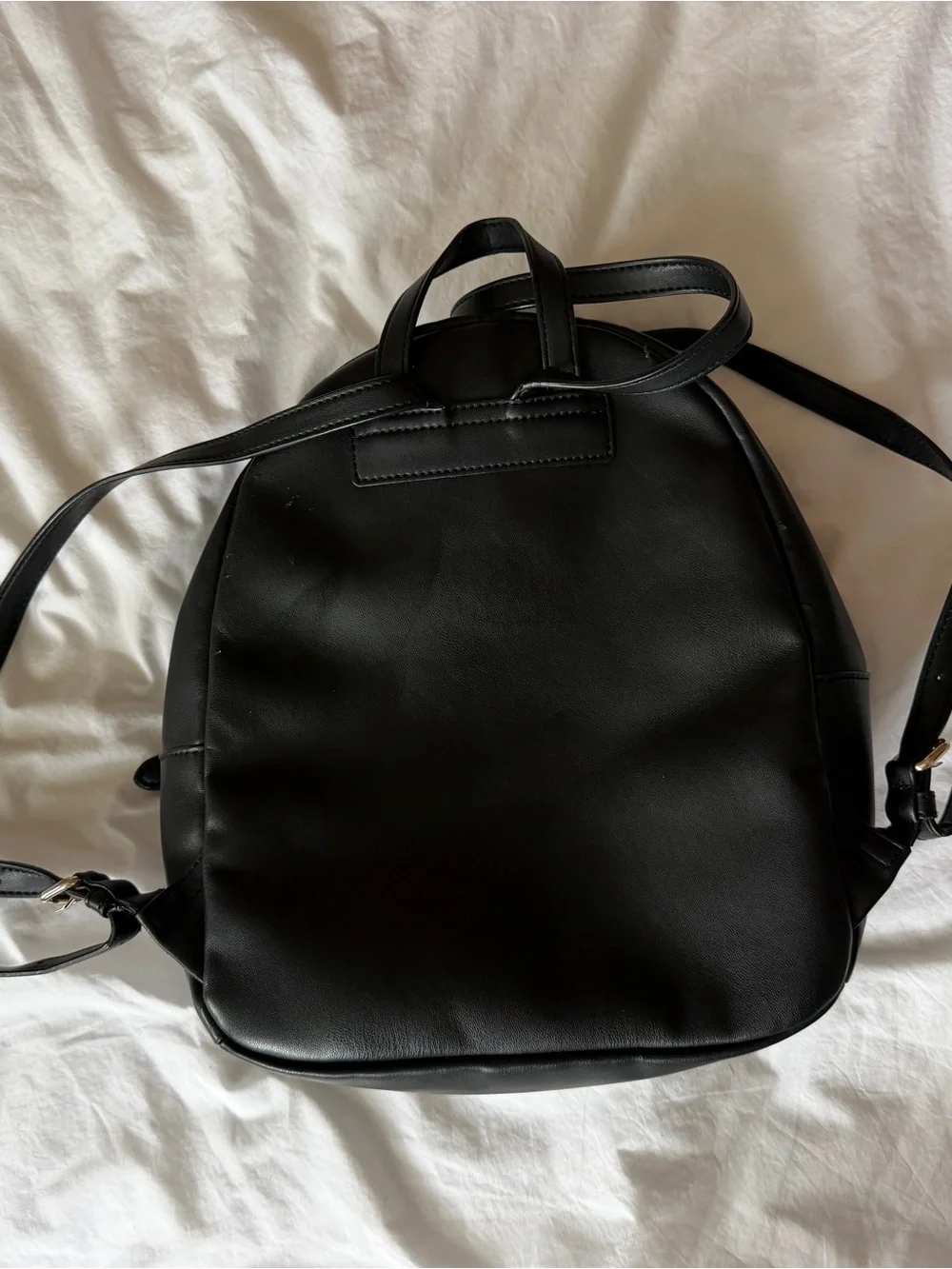 DKNY Black and Cream Leather Mini Backpack